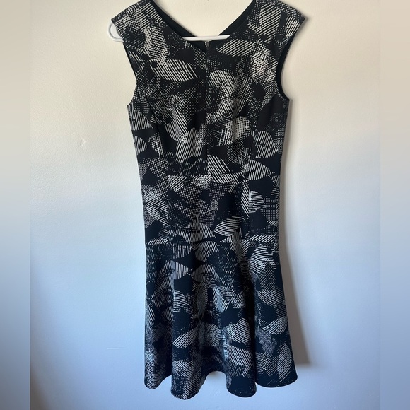 NEW Rebecca Taylor Black and White Printed A Line Fit & Flare Sheath Dress Sz 0 - Picture 2 of 6